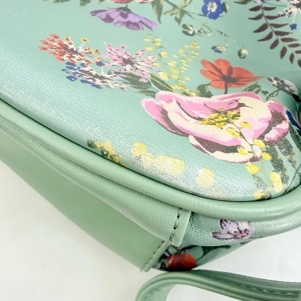 Big Buddha Mint Green Colorful Floral Garden Print Vinyl Mini Backpack